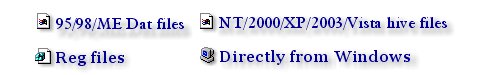 Registry Tool - 95 98 ME Dat, NT 2000 XP 2003 Vista 2008 7 8 2012 Hive Editor, Reg file importing